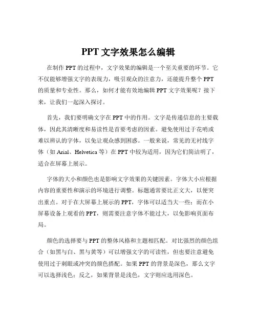 PPT文字效果怎么编辑