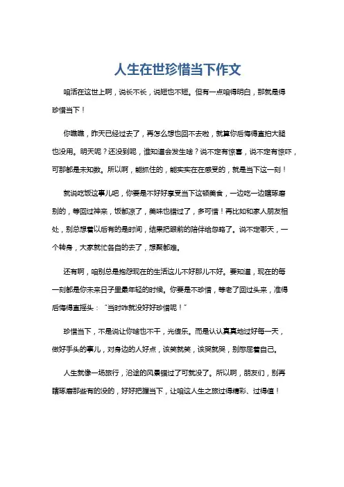 人生在世珍惜当下作文