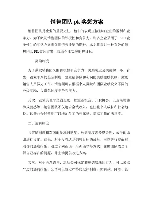 销售团队pk奖惩方案