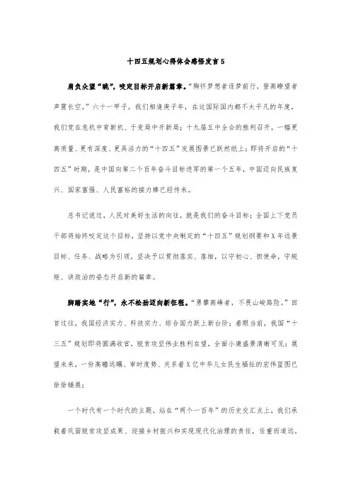 十四五规划心得体会感悟发言5