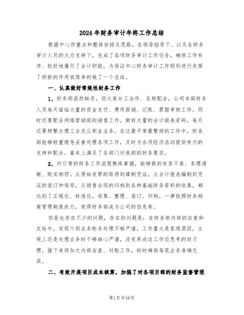 2024年财务审计年终工作总结(五篇)