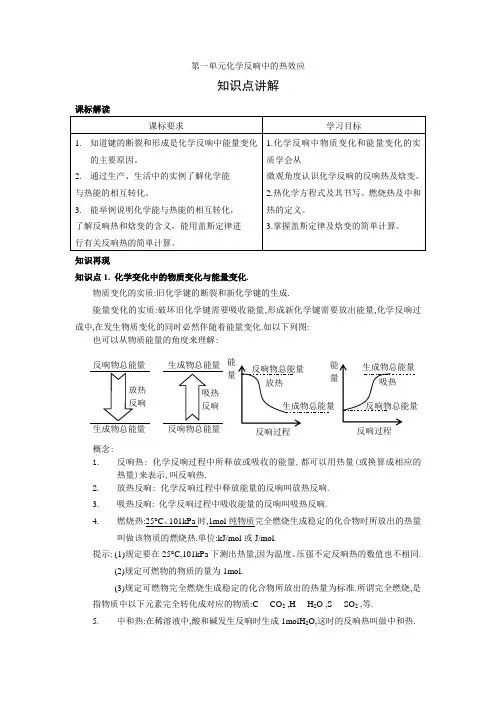化学11《化学反应中的热效应》教案(苏教版选修4)