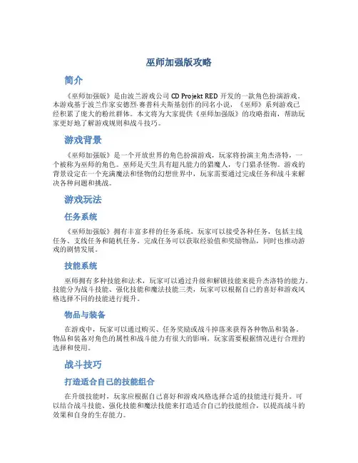 巫师加强版攻略