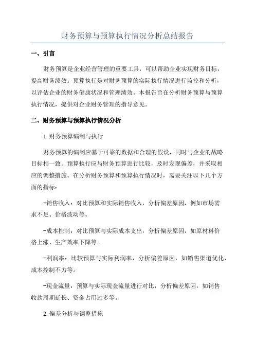 财务预算与预算执行情况分析总结报告