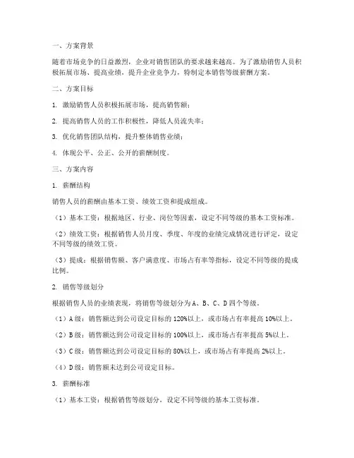 销售等级薪酬方案