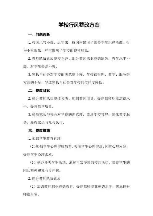 学校行风整改方案