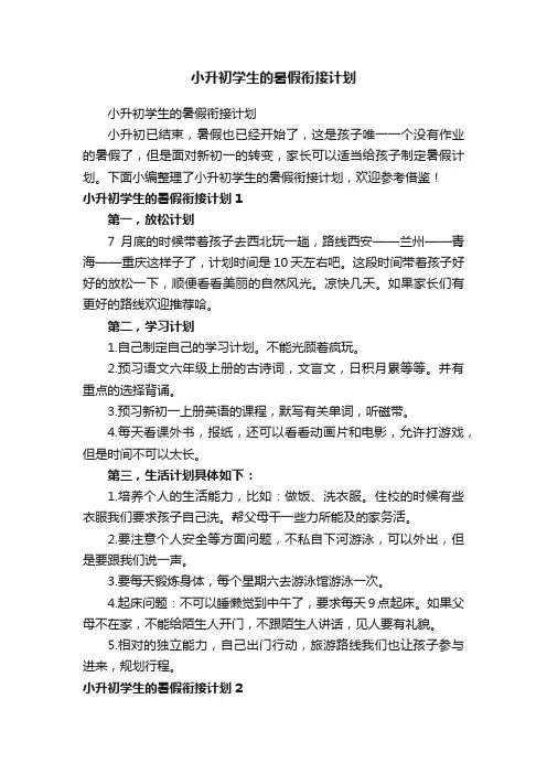 小升初学生的暑假衔接计划