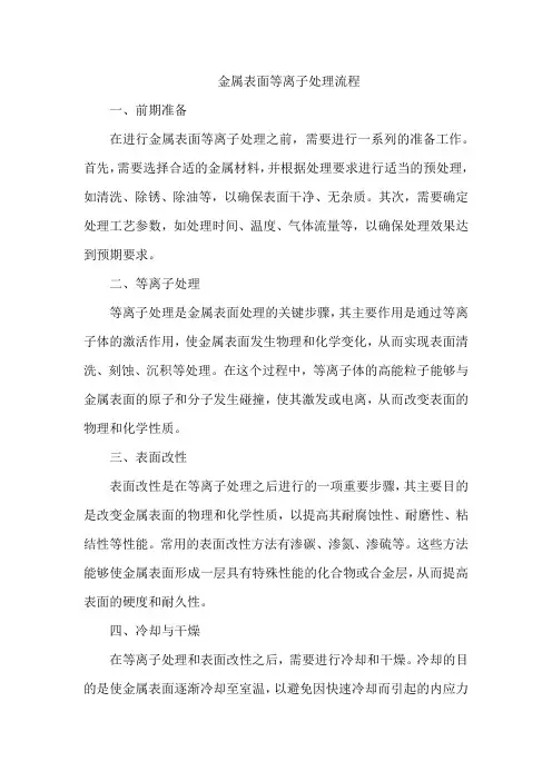 金属表面等离子处理流程