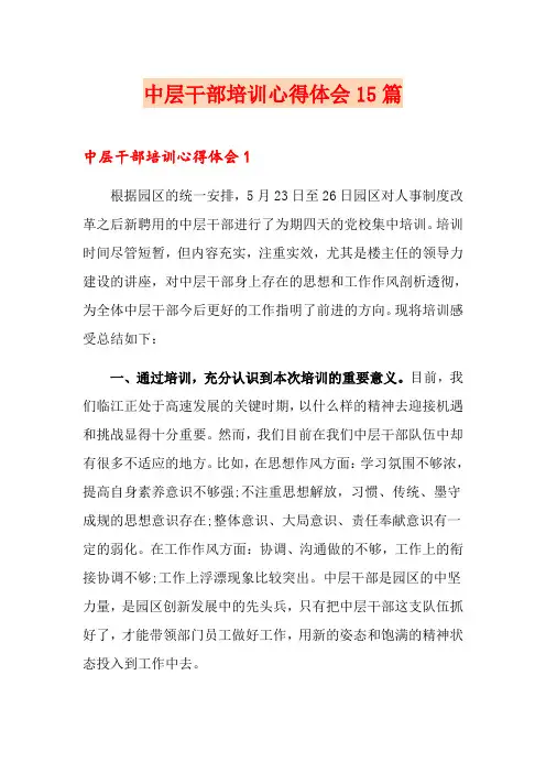 中层干部培训心得体会15篇