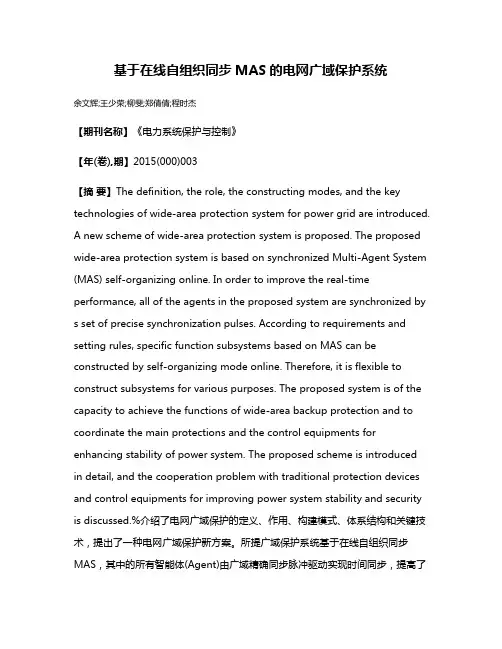 基于在线自组织同步MAS的电网广域保护系统