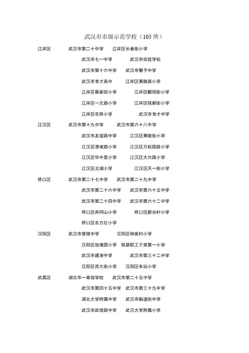 武汉市重点小学初中及高中联系方式