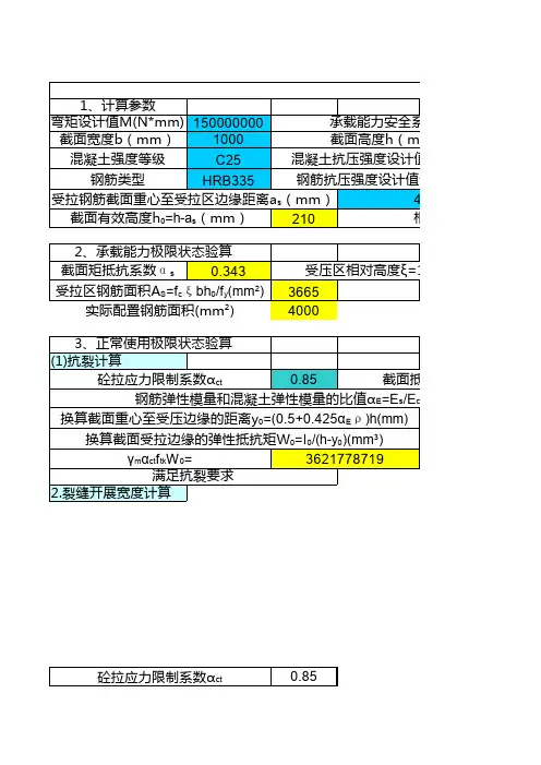 钢筋混凝土结构计算表格