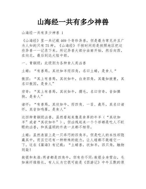 山海经一共有多少神兽