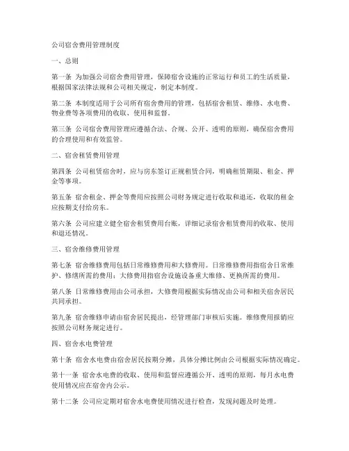 公司宿舍费用管理制度范本