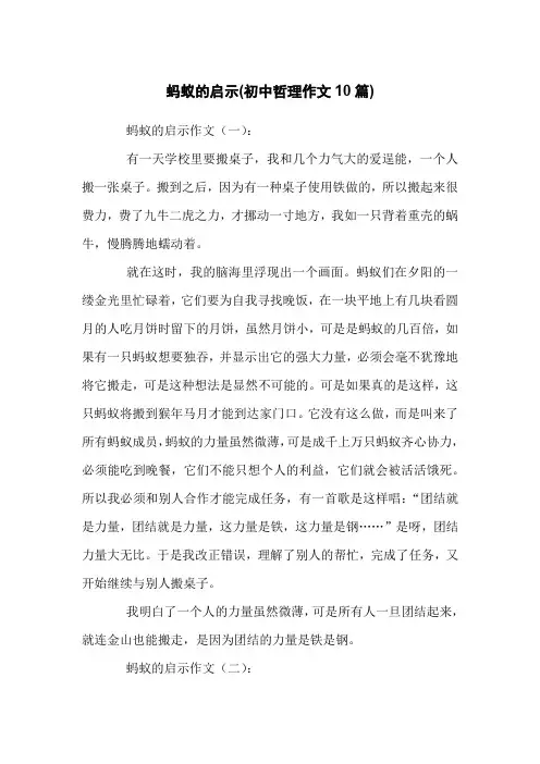 蚂蚁的启示(初中哲理作文10篇)
