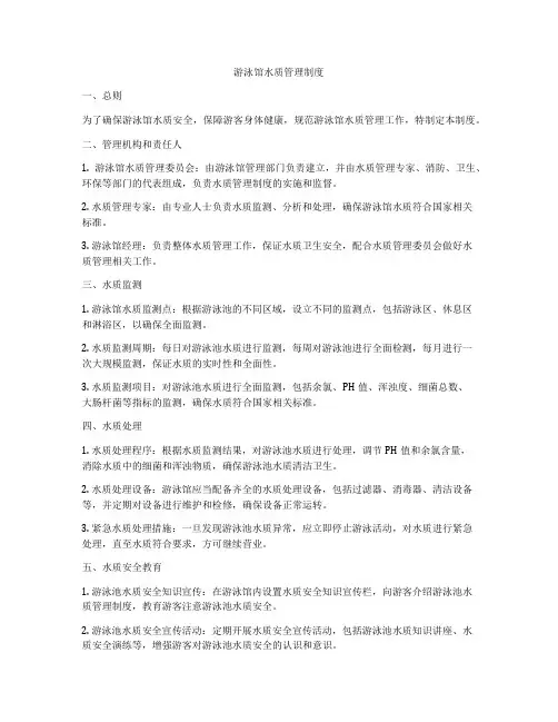 游泳馆水质管理制度