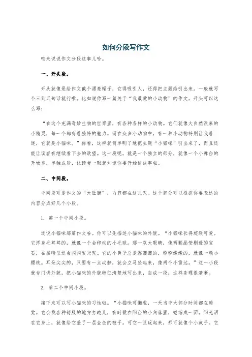如何分段写作文