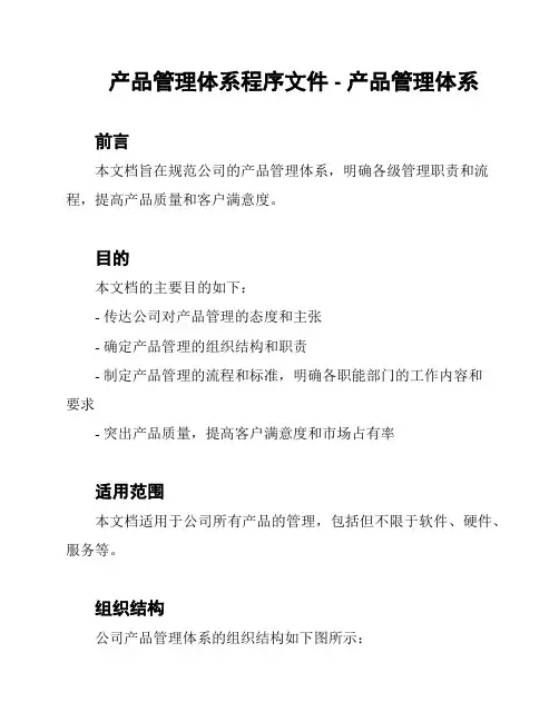 产品管理体系程序文件 - 产品管理体系