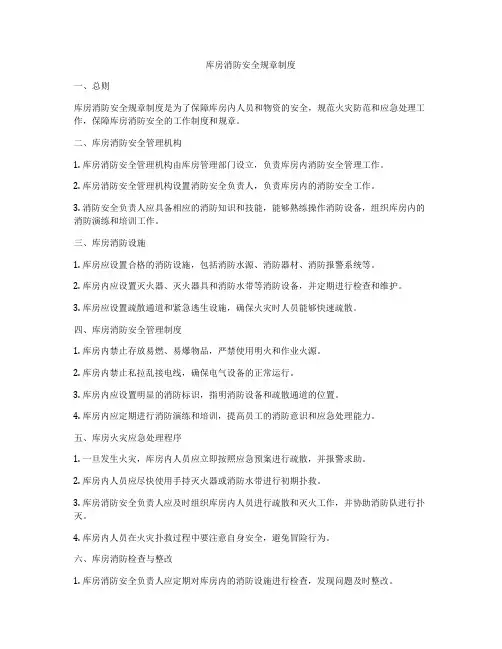 库房消防安全规章制度