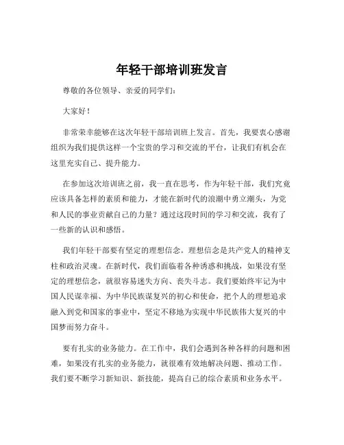 年轻干部培训班发言