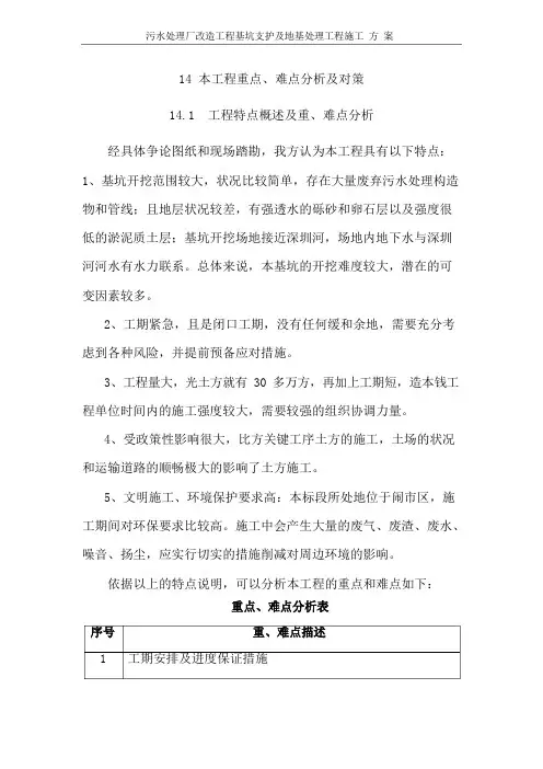 基坑支护及地基处理工程重点难点分析及对策
