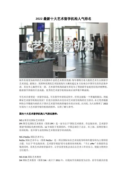 2022最新十大艺术留学机构人气排名