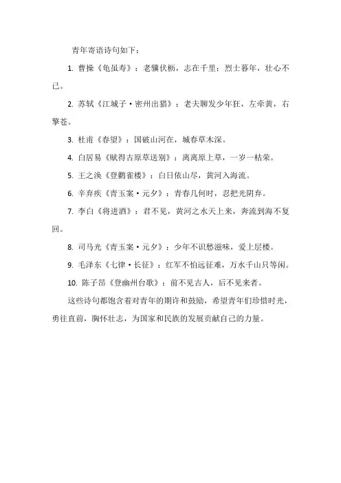 青年寄语 诗句