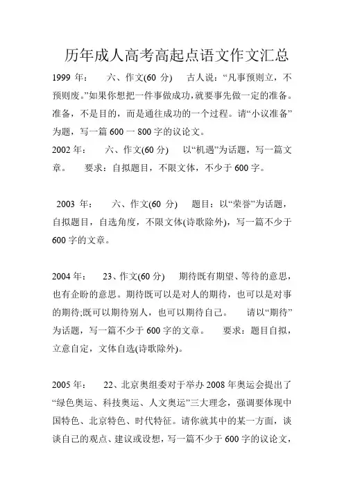 历年成人高考作文题目