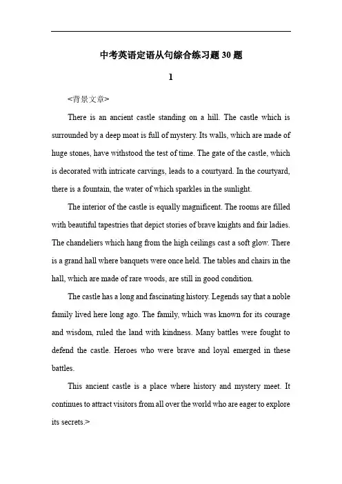 中考英语定语从句综合练习题30题