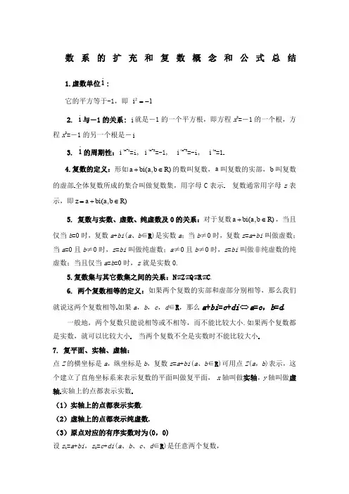 复数概念及公式总结
