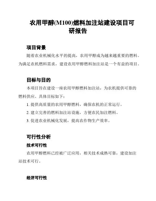农用甲醇(M100)燃料加注站建设项目可研报告