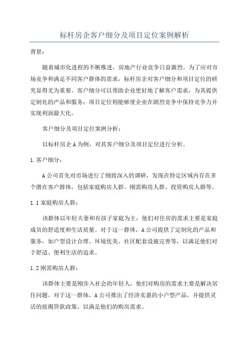 标杆房企客户细分及项目定位案例解析