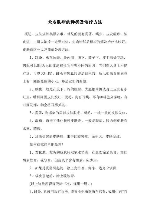 犬皮肤病的种类及治疗方法.doc