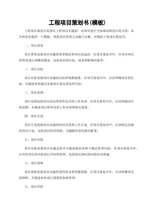 工程项目策划书(模板)