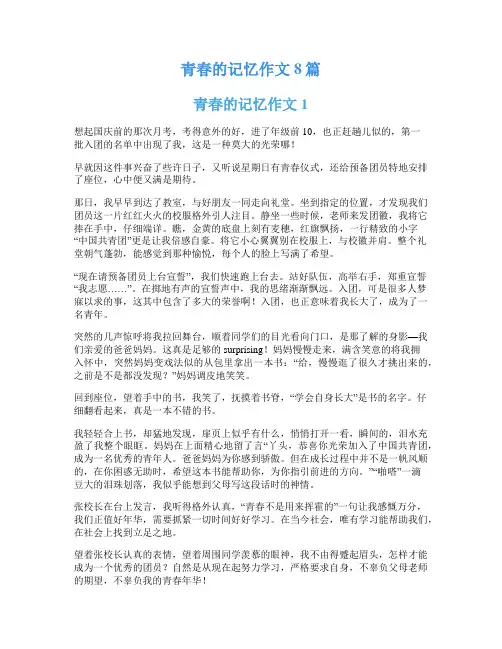 青春的记忆作文8篇