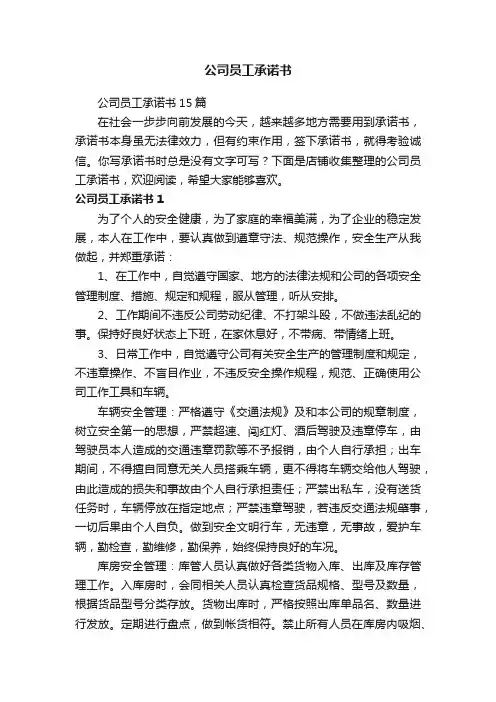 公司员工承诺书