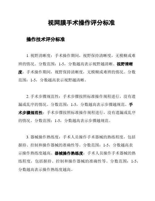视网膜手术操作评分标准