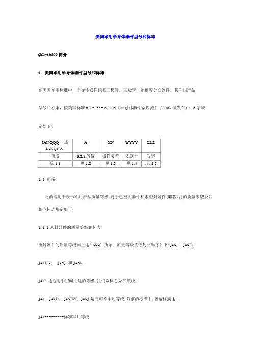 美国军用半导体器件型号和标志