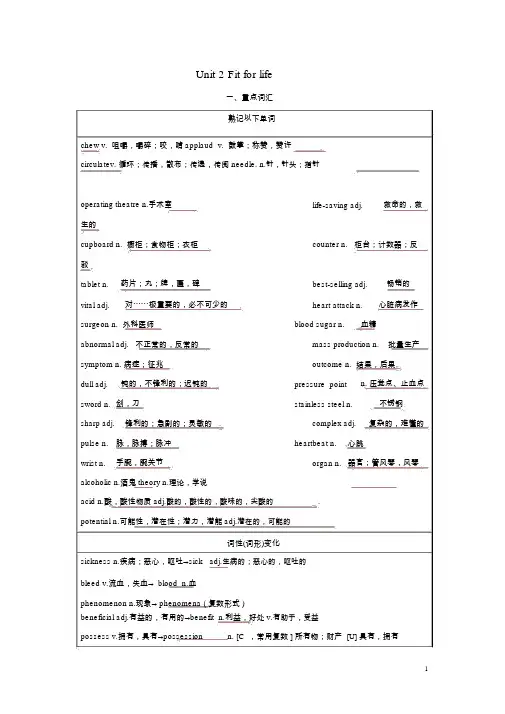 高考英语一轮复习模块.Fitforlife(讲)(含解析)牛津译林版-课件