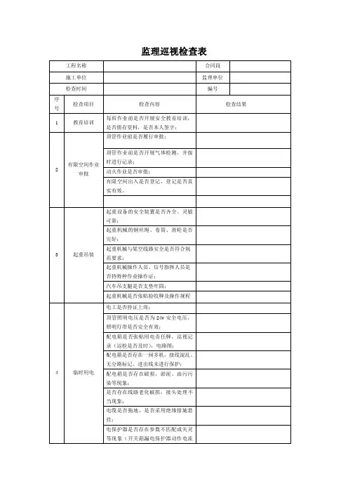 监理巡视检查表