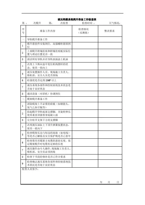 液压爬模检查表