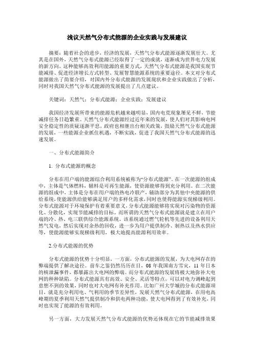 浅议天然气分布式能源的企业实践与发展建议