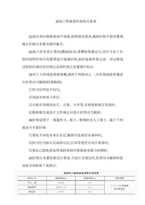 建筑工程地基钎探相关要求