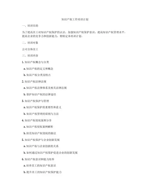 知识产权工作培训计划