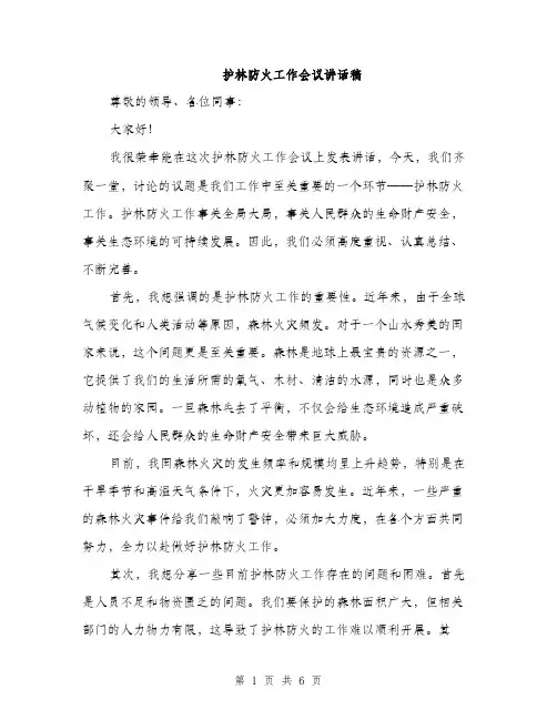 护林防火工作会议讲话稿