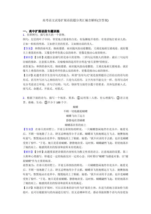 高考语文试卷扩展语段题分类汇编含解析(含答案)