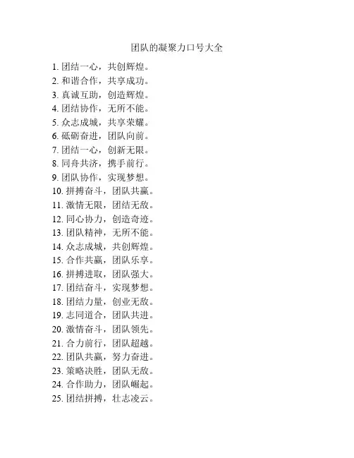 团队的凝聚力口号大全