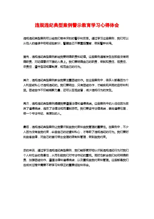 违规违纪典型案例警示教育学习心得体会