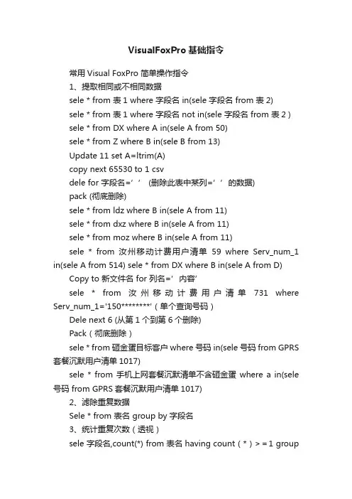 VisualFoxPro基础指令