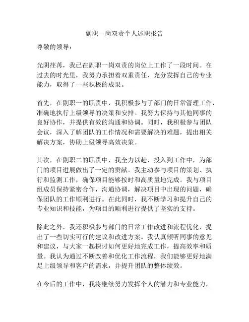 副职一岗双责个人述职报告